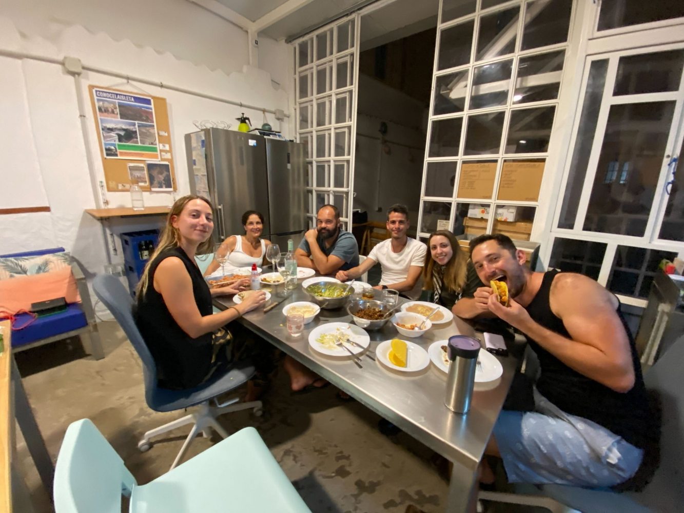 Coliving in Spain, community dinner